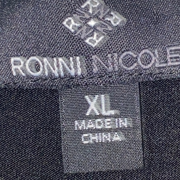 NWT Ronni Nicole size XL Black Sheath Maxi Dress Faux wrap braided elasticwaist - Picture 2 of 11